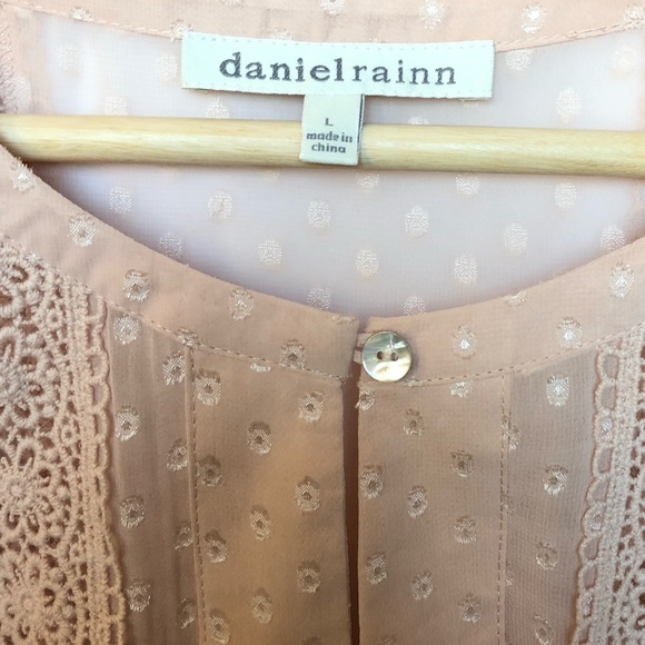 DANIEL RAINN Peach-Cream Sheer Top Size L - Picture 4 of 7